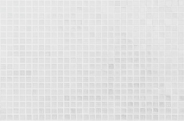 White tile wall chequered background bathroom texture. Ceramic brick wall and floor tiles mosaic background in bathroom and kitchen clean. Design pattern geometric with grid wallpaper decoration.