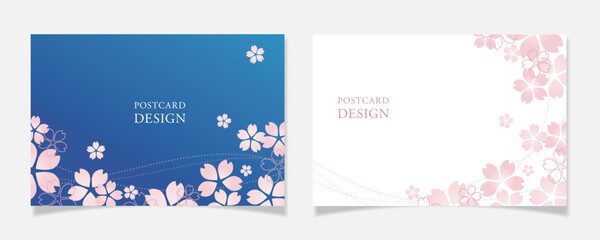 桜の花びらをモチーフにしたポストカードデザインA - obrazy, fototapety, plakaty