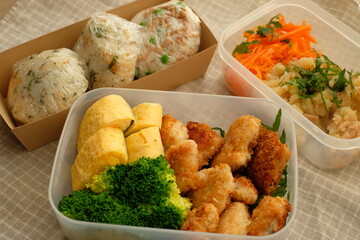Japanese Lunch box on the table cloth
