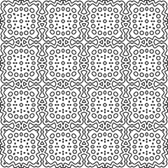 Stylish texture with figures from lines.
Abstract geometric black and white pattern for web page, textures, card, poster, fabric, textile. Monochrome graphic repeating design. 