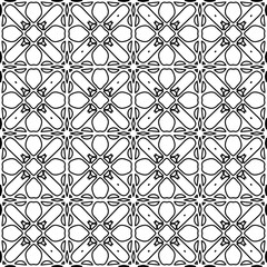 Fototapeta premium Stylish texture with figures from lines. Abstract geometric black and white pattern for web page, textures, card, poster, fabric, textile. Monochrome graphic repeating design. 