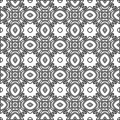 Stylish texture with figures from lines.
Abstract geometric black and white pattern for web page, textures, card, poster, fabric, textile. Monochrome graphic repeating design. 