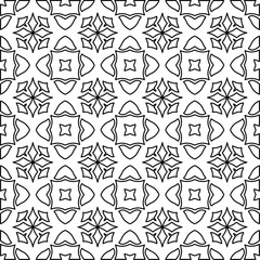 Stylish texture with figures from lines.
Abstract geometric black and white pattern for web page, textures, card, poster, fabric, textile. Monochrome graphic repeating design. 