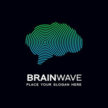 Brain wave vector logo template. This design with circle or pulse symbol. Suitable for human, health and technology.