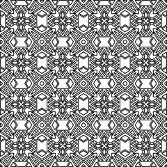 Stylish texture with figures from lines.
Abstract geometric black and white pattern for web page, textures, card, poster, fabric, textile. Monochrome graphic repeating design. 