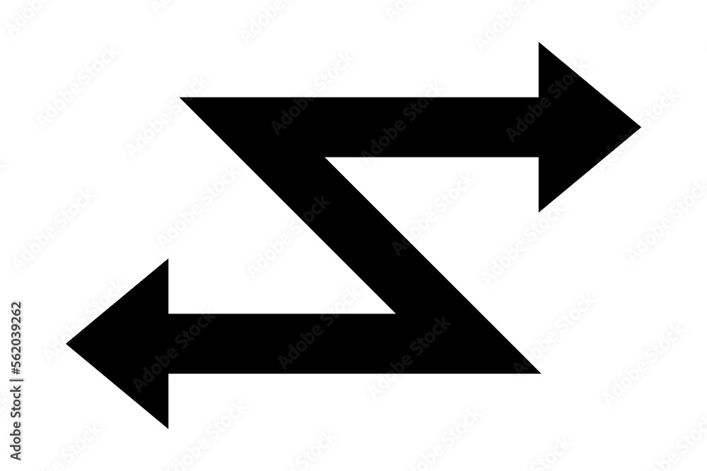Poster black arrows with intersection icon. shuffle icon. random symbol. vector isolated on white backgroun