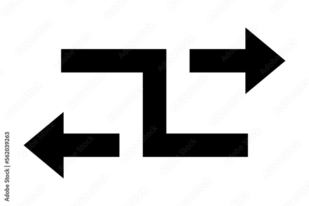 Poster black arrows with intersection icon. shuffle icon. random symbol. vector isolated on white backgroun