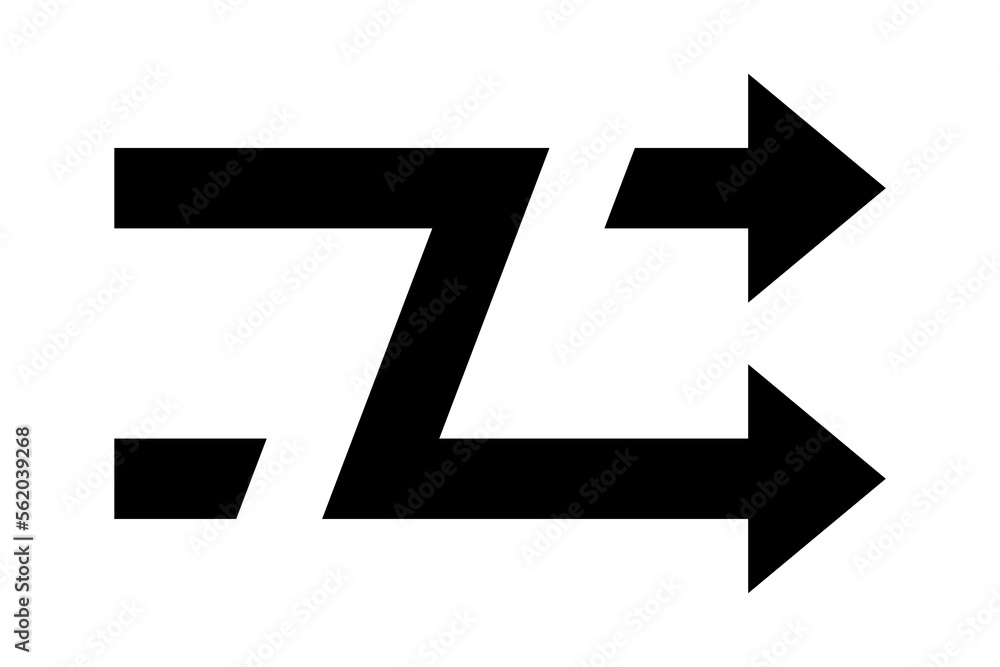 Poster black arrows with intersection icon. shuffle icon. random symbol. vector isolated on white backgroun