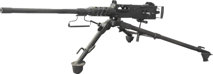 Isolated PNG cutout of a M2 machine gun from World War II on a transparent background, ideal for photobashing, matte-painting, concept art
