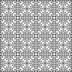 Stylish texture with figures from lines.
Abstract geometric black and white pattern for web page, textures, card, poster, fabric, textile. Monochrome graphic repeating design. 