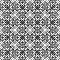 Stylish texture with figures from lines.
Abstract geometric black and white pattern for web page, textures, card, poster, fabric, textile. Monochrome graphic repeating design. 