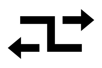 Black arrows with intersection icon. Shuffle icon. Random symbol. Vector isolated on white background. EPS 10