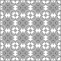 Stylish texture with figures from lines.
Abstract geometric black and white pattern for web page, textures, card, poster, fabric, textile. Monochrome graphic repeating design. 