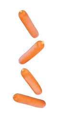 Sausages falling in the air isolated on transparent background. PNG