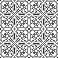 Stylish texture with figures from lines.
Abstract geometric black and white pattern for web page, textures, card, poster, fabric, textile. Monochrome graphic repeating design. 