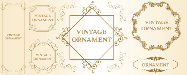 グラフィック素材: オリエント柄、アラベスク柄、アンティーク、飾り罫ビンテージのフレームのセット