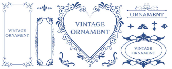 グラフィック素材: オリエント柄、アラベスク柄、アンティーク、飾り罫ビンテージのフレームのセット