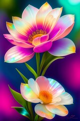 Fantasy colorful flower with mother-of-pearl