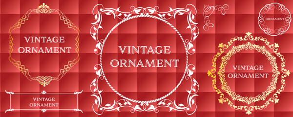 Naklejka premium set of graphic materials, oriental patterns, arabesque patterns, antiques, decorative borders and vintage frames.
