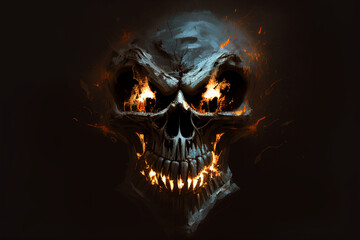 A skull with fire of fury inside With Generative AI