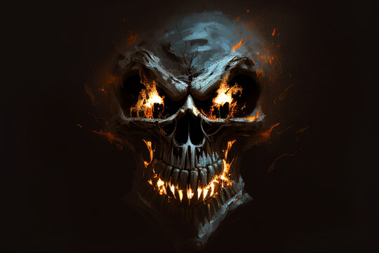 skulls on fire wallpaper