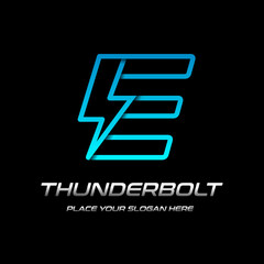 Flash E letter vector logo template. This font with thunder symbol. Logotype. Alphabet suitable for fast, power, electric, identity, moving and speed.