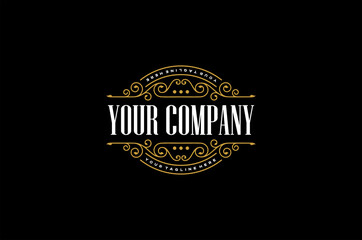 Decorative vintage golden retro logos