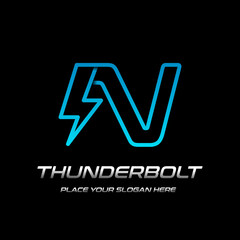 Flash N letter vector logo template. This font with thunder symbol. Logotype. Alphabet suitable for fast, power, electric, identity, moving and speed.