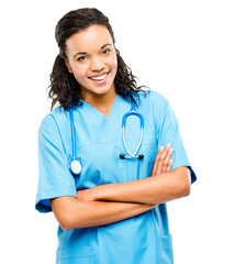 PNG of a young female nurse posing isolated on a PNG background.