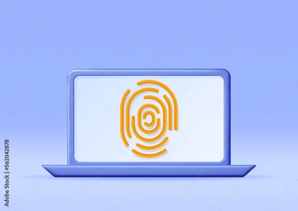 Poster 3d fingerprint on computer isolated