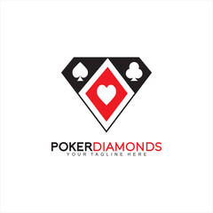 Diamond vector logo design with poker card symbol. Logo can be used for Diamond poker club and jewellery business.