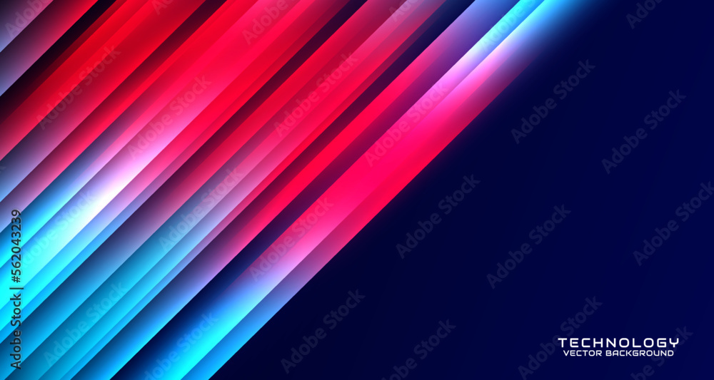 Poster 3d red blue techno abstract background overlap layer on dark space with glowing effect decoration. s