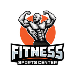 Bodybuilding emblem and Gym Logo Design Vector Template
