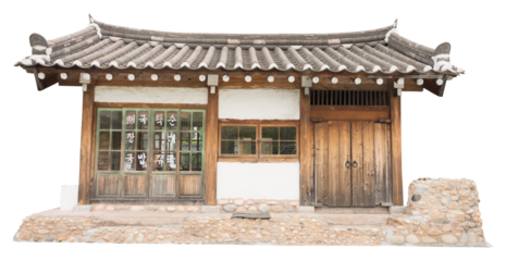 Isolated PNG cutout of a traditional Korean restaurant on a transparent background, ideal for photobashing, matte-painting, concept art