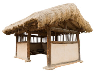 Isolated PNG cutout of a traditional Korean barn on a transparent background, ideal for...
