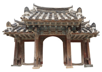 Isolated PNG cutout of a beautiful traditional Korean gate on a transparent background, ideal for...