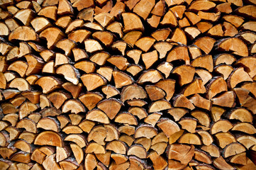 cut stacked firewood logs