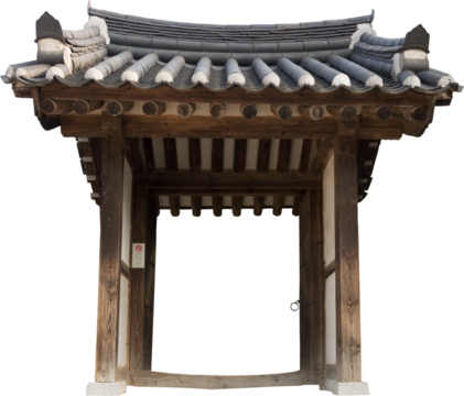 Isolated PNG cutout of a beautiful traditional Korean gate on a transparent background, ideal for photobashing, matte-painting, concept art
