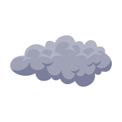 Grey cloud. Drawing of rain or thunder cloud for sky pattern isolated on white background. Weather, summer or autumn concept