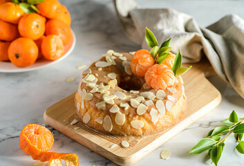 cake with tangerines and almond