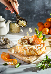 cake with tangerines and almond