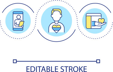 Find support online loop concept icon. Use apps for psychological help. Digital resources abstract idea thin line illustration. Isolated outline drawing. Editable stroke. Arial font used