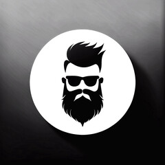 Icon logo of a hipster man with glasses and a big beard. 