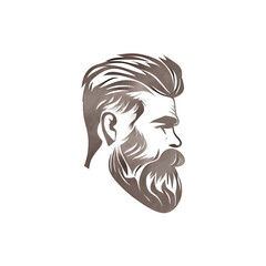Icon logo of a hipster man with glasses and a big beard. 