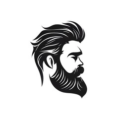 Icon logo of a hipster man with glasses and a big beard. 