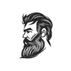 Icon logo of a hipster man with glasses and a big beard. 