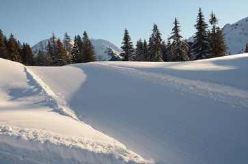 ski track in the mountains