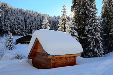 house in the snow