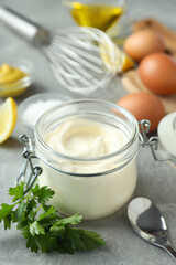 Concept of cooking egg sauce, mayonnaise sauce