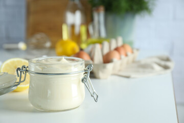Concept of cooking egg sauce, mayonnaise sauce